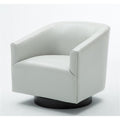 Comfort Pointe Gaven Dove Gray Faux Leather Wood Base Swivel Accent Chair