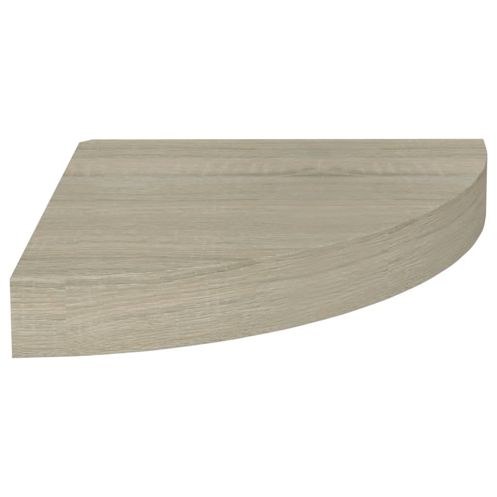vidaXL Modern Floating Corner Shelf in Oak Finish, 9.8x9.8x1.5, Honeycomb MDF and Metal Material, Invisible Mounting System