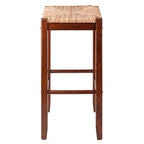 Kaden 2-Piece Bar Stool Set | Natural Sea Grass Rush Seat | Solid Wood Frame | 29' Height | Walnut Finish | Supports up to 220 lbs | Easy Assembly