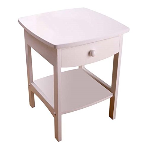 Ergode Claire Curved Nightstand - White | Versatile Bedroom Accent Table | Pull-Out Drawer & Bottom Shelf | (10218-VV)