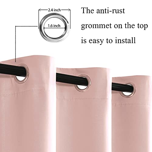 Jiuzhen Blush Pink Blackout Curtains For Bedroom, Light Blocking And Noise Reducing Grommet Curtains For Living Room Darkening Curtains, Set Of 2 Window Curtain Panels, 38 X 63 Inch Length