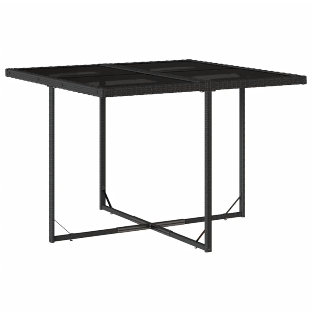 vidaXL 5 Piece Patio Dining Set with Cushions - Outdoor Garden Furniture Set, Black PE Rattan, Foldable Storage, Tempered Glass Tabletop, Cream White Cushions