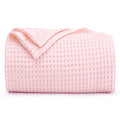 Phf Ultra Soft Waffle Weave Blanket King Size 104'X 90'- Washed Lightweight Breathable Cozy Woven Blanket For Bed - Aesthetic Decor For Couch Bedding Sofa Home Car - Light Pink
