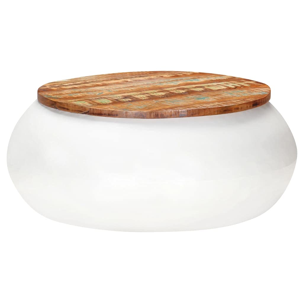 vidaXL Coffee Table White 26.8"x26.8"x11.8" Solid Reclaimed Wood