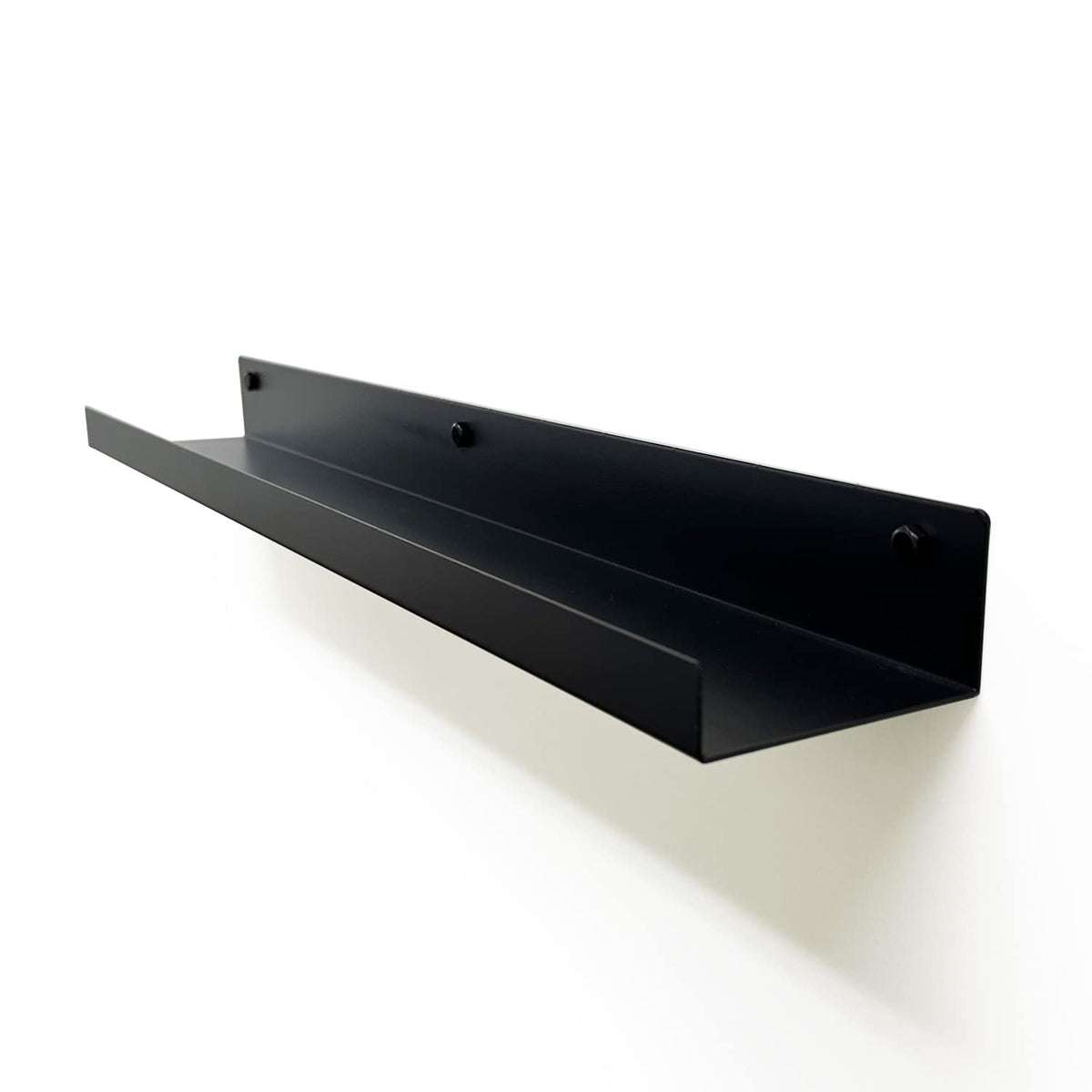 Mitus Floating Display Shelf - Wall Mounted - Modern Industrial Metal Channel Ledge Black, 24 inch