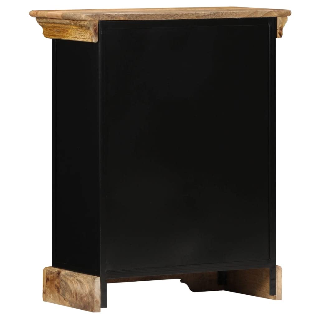 vidaXL Antique-Style Sideboard with 3 Drawers and 2 Cabinet Doors - Industrial-Style, Lacquered Solid Mango Wood and Powder-Coated Iron Frame - Brown.
