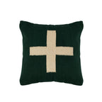 Creative Co-Op Cotton Wool Throw Pillow, Standard Size, Green and Cream, Model EC1376