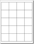 White 2' X 2' Square Labels - 20 Labels Per Sheet - For Inkjet & Laser Printers - 25 Sheets / 500 Labels