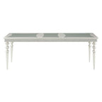 Acme Maverick Rectangular Wooden Dining Table with Leaf in Platinum White