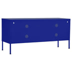 vidaXL - Industrial Style TV Stand in Navy Blue, Steel Construction, Ample Storage with Shelf and Mesh Doors, Cable Management Feature