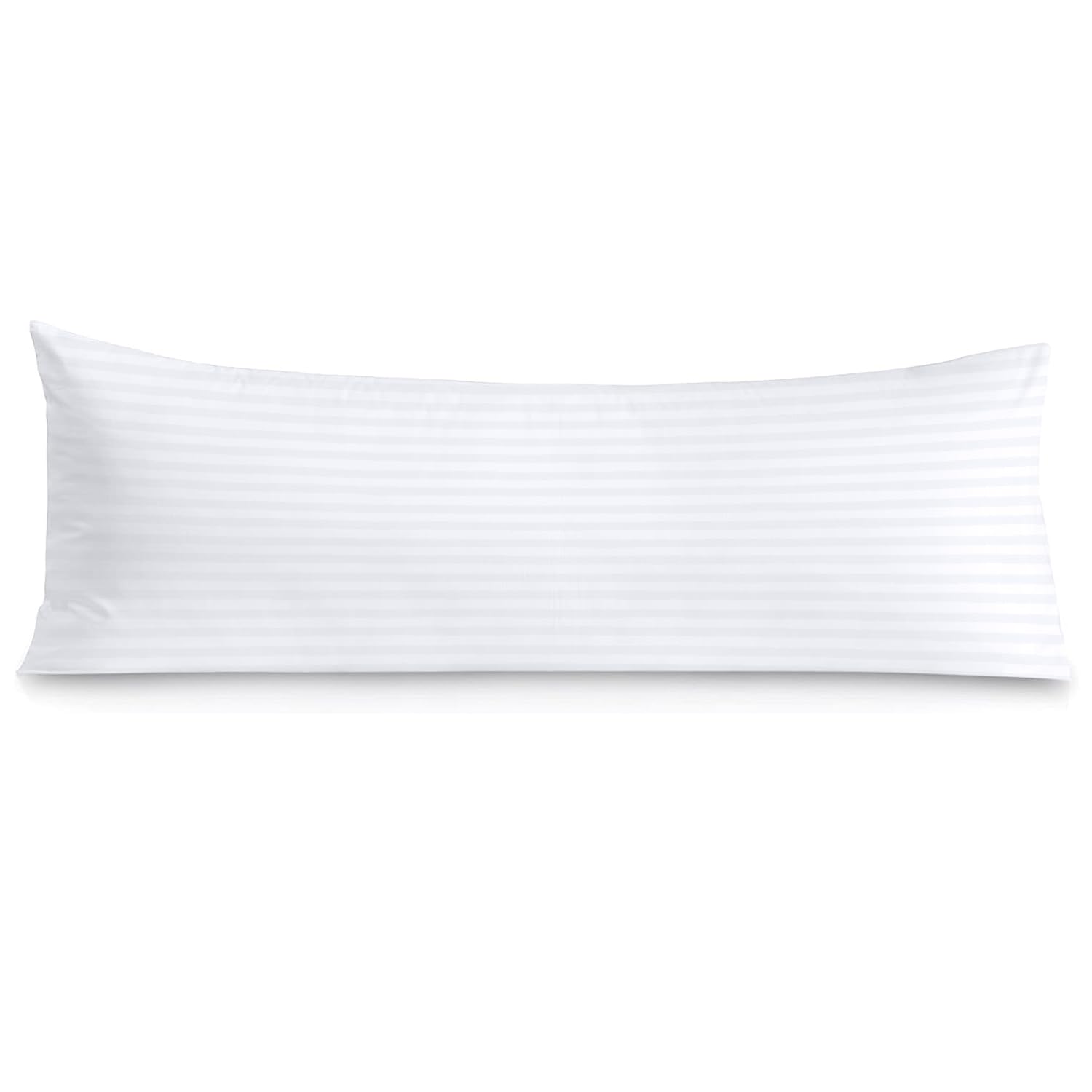 Body Pillow Case 20 X 48 Body Pillow Cover White Stripe Zipper Closer Set Of 1 Pc Premium- 600 Thread Count Hotel Quality 100% E