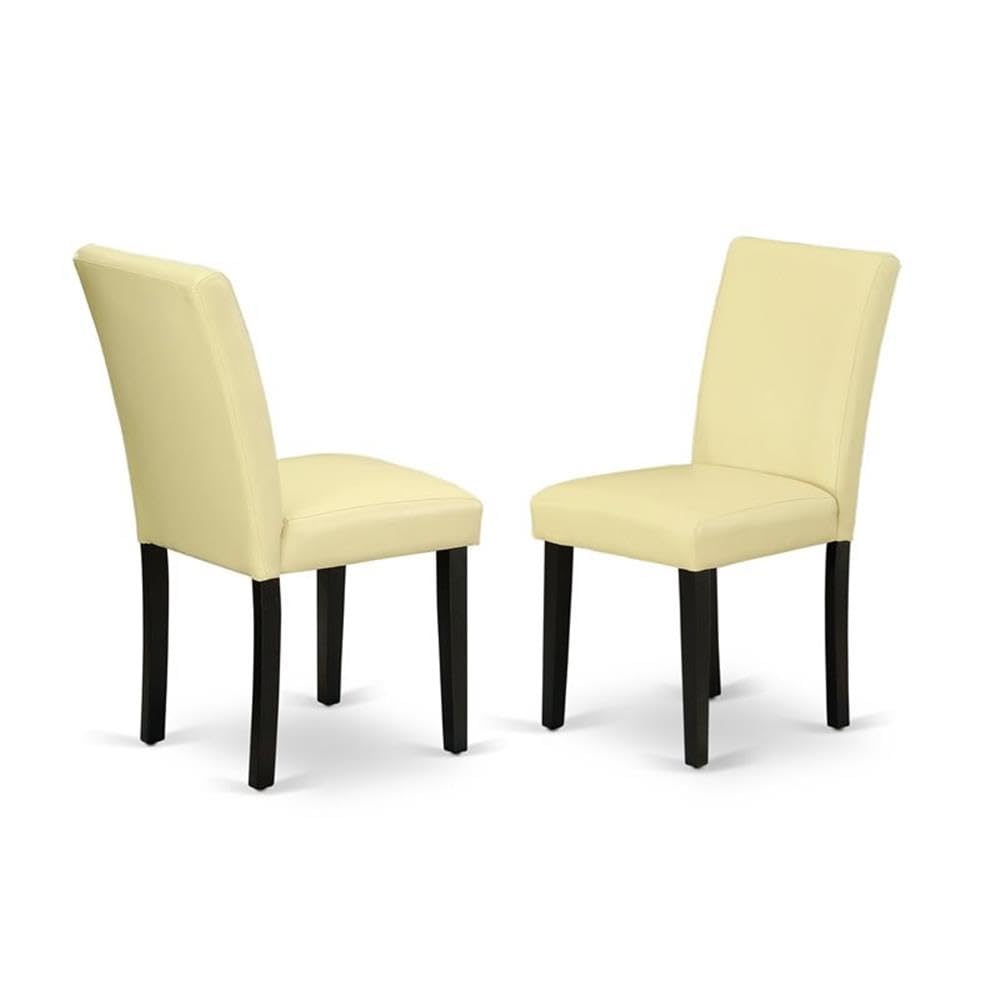 East West Furniture Weab5-Blk-73 5 Piece Kitchen Table Set For 4 Includes A Rectangle Dining Room Table With Butterfly Leaf And 4 Eggnog Faux Leather Parsons Chairs, 42X60 Inch, Black
