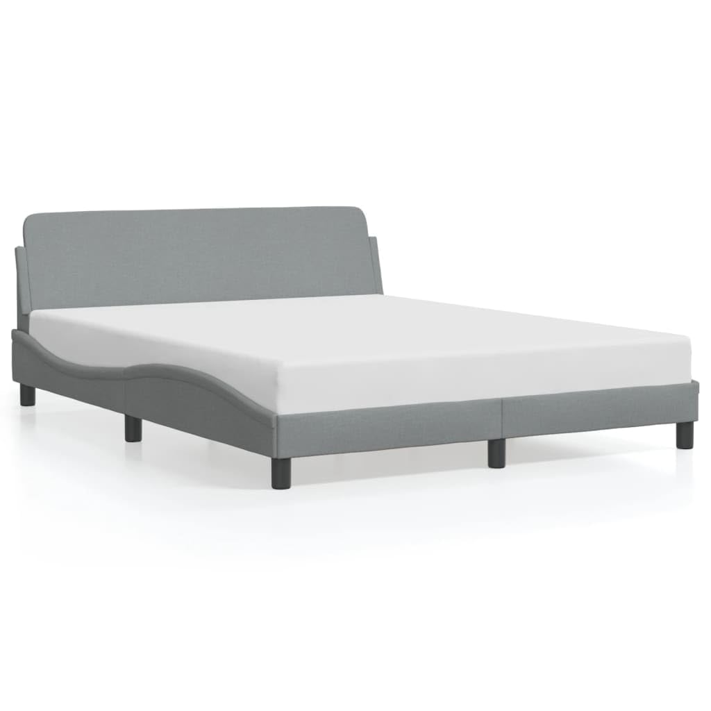 vidaXL Elegant Light Gray Fabric Queen Bed Frame - Modern Design with Headboard, Sturdy Wooden & Metal Support, for Bedroom Comfort