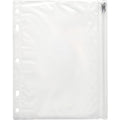 Ring Binder Pocket, With Zipper, Vinyl, Hole Punched, 10.5'X8', Cl