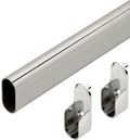 Top Shelf Hardware Chrome Oval Closet Rod with End Supports (Chrome, 24 Wide Space)