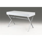 Neos Modern Furniture White top Desk with Two Drawers/Chrome Base