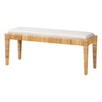 Baxton Studio Sofia Modern Bohemian Natural Brown Rattan and Mahogany Wood Bench