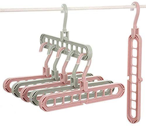 Hoshila172 Wardrobe Space Saver Folding AntiSkid Plastic Magic 360 Degree Swivel Hook 9Holes Design Closet Organiser Hanger, P