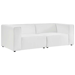 Modway Mingle Vegan Leather 2-Piece Sectional Loveseat in White