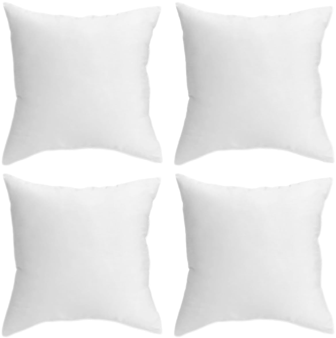 Quba Linen 16 X 16 Throw Pillow Insert - Pack Of 4 White, Down Alternative Pillow Inserts For Decorative Pillow Covers, Throw Pi