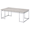 Acme Chafik Rectangular Wooden Coffee Table in Natural Oak and Chrome