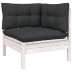 vidaXL Solid Pinewood Patio Lounge Set 13 Piece with Cushions Garden Outdoor Lawn Yard Terrace Balcony Wooden Seat Seating Furniture White