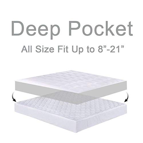 Mattress Topper Full For Back Pain, Extra Thick Mattress Pad Cover, Plush Pillow Top, Deep Elastic Pocket, Black