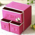 Kritziee 2 Layers 3 Drawers Foldable Storage Box Bra Underwear Socks Cosmetics Closet Organizer Collapsible Storage Drawers Clot