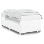 vidaXL - White Twin Upholstered Bedstead Slatted Faux Leather Single Frame for Bedroom
