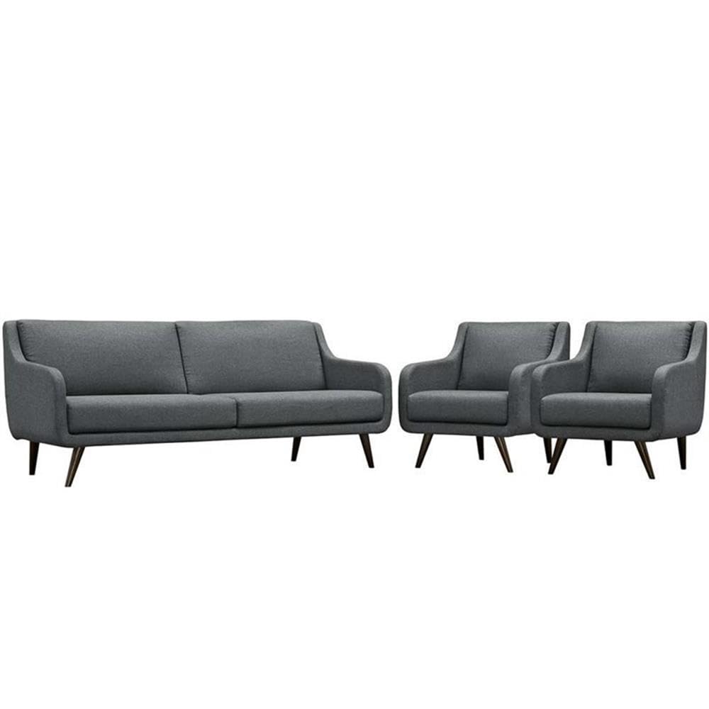 Modway Verve Fabric Upholstered Midcentury Modern Two Armchair Set In Gray