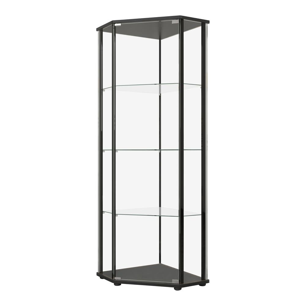 Coaster Home Furnishings Zenobia Glass Shelf Curio Cabinet Clear and Black