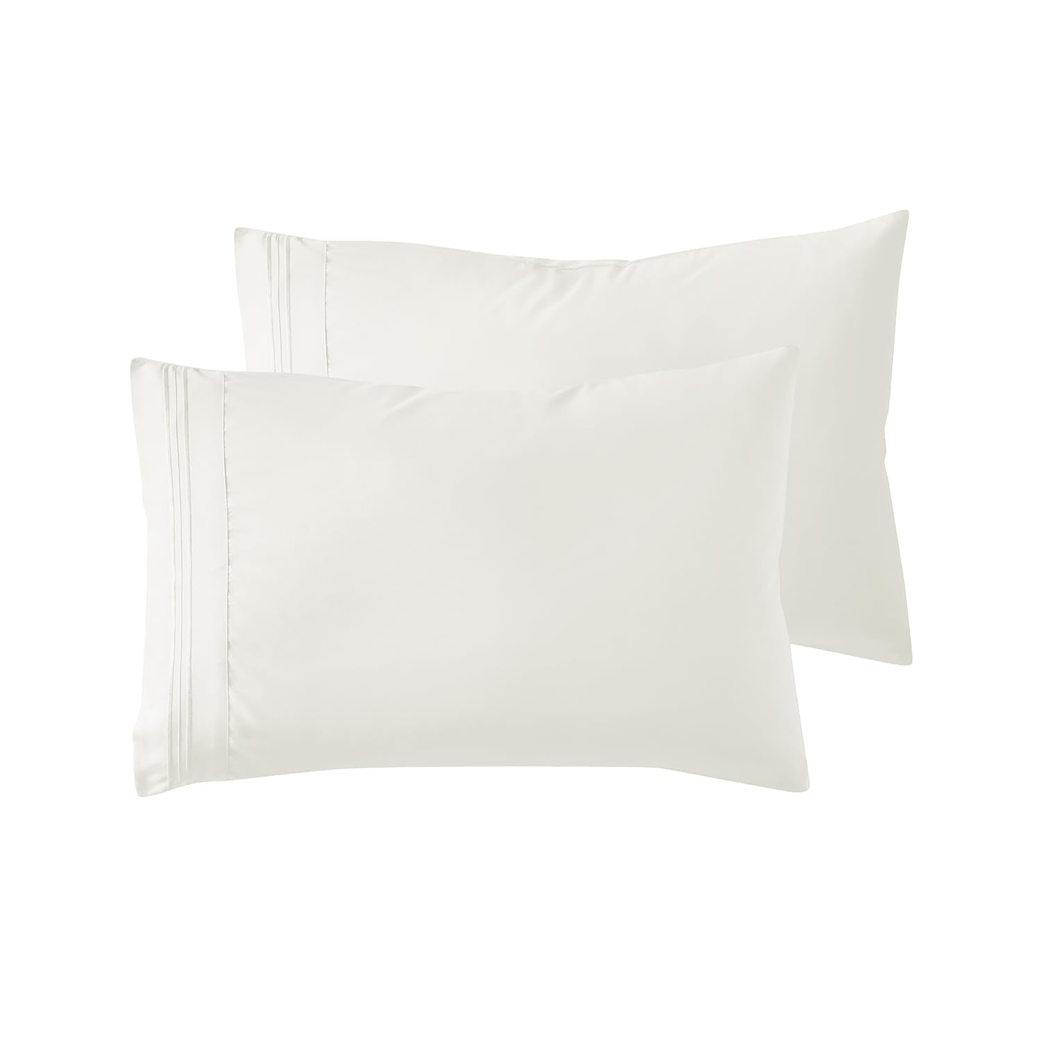 Nestl Off White King Pillow Cases 2 - Soft King Size Pillow Case, 1800 Brushed Microfiber Pillowcases, Envelope Closure Pillowca