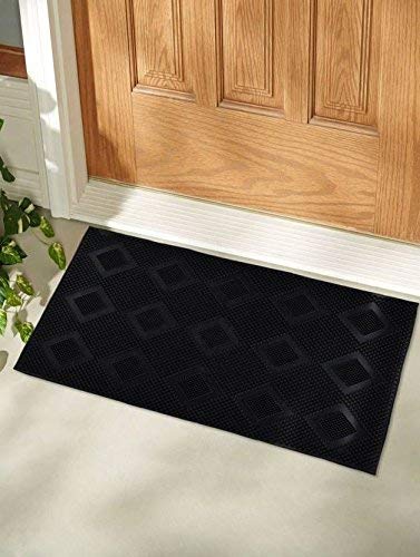 CASANEST Rubber Suction AntiSlip Bathroom Mat (Black),Size=16x24 Inch