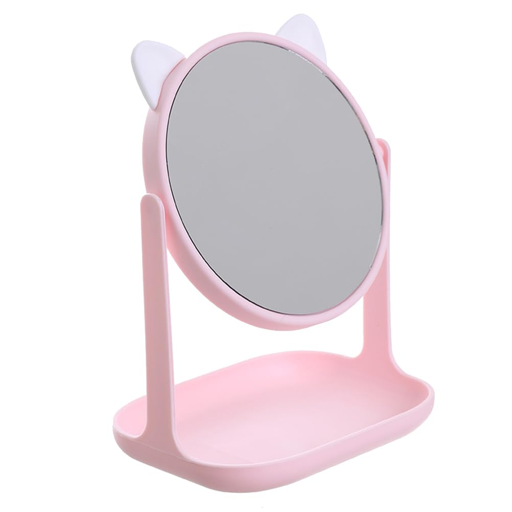 Beavorty 1pc Cat Ear Makeup Mirror Vintage Mirror Make up Vanity Mirror Girls Makeup Mirror Bathroom Mirror Rotatable Makeup Mir