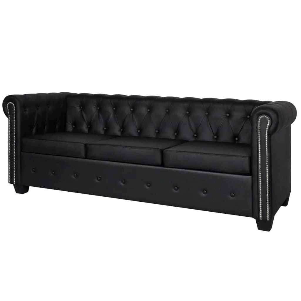 vidaXL 3Seater Sofa in Black Artificial Leather