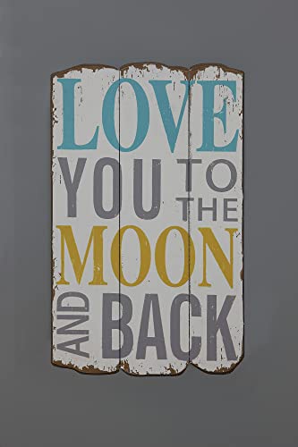 Creative Co-Op Love You To The Moon And Back Distressed Wood Wall Plaque