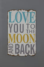 Creative Co-Op Love You To The Moon And Back Distressed Wood Wall Plaque