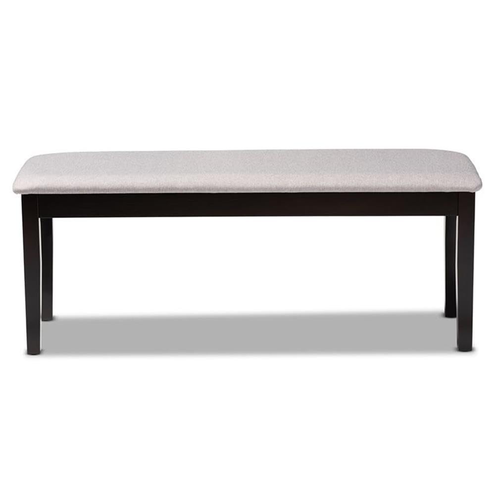 Baxton Studio Teresa Modern and Contemporary Transitional Grey Fabric Upholstered and Dark Brown Finished Wood Dining Bench