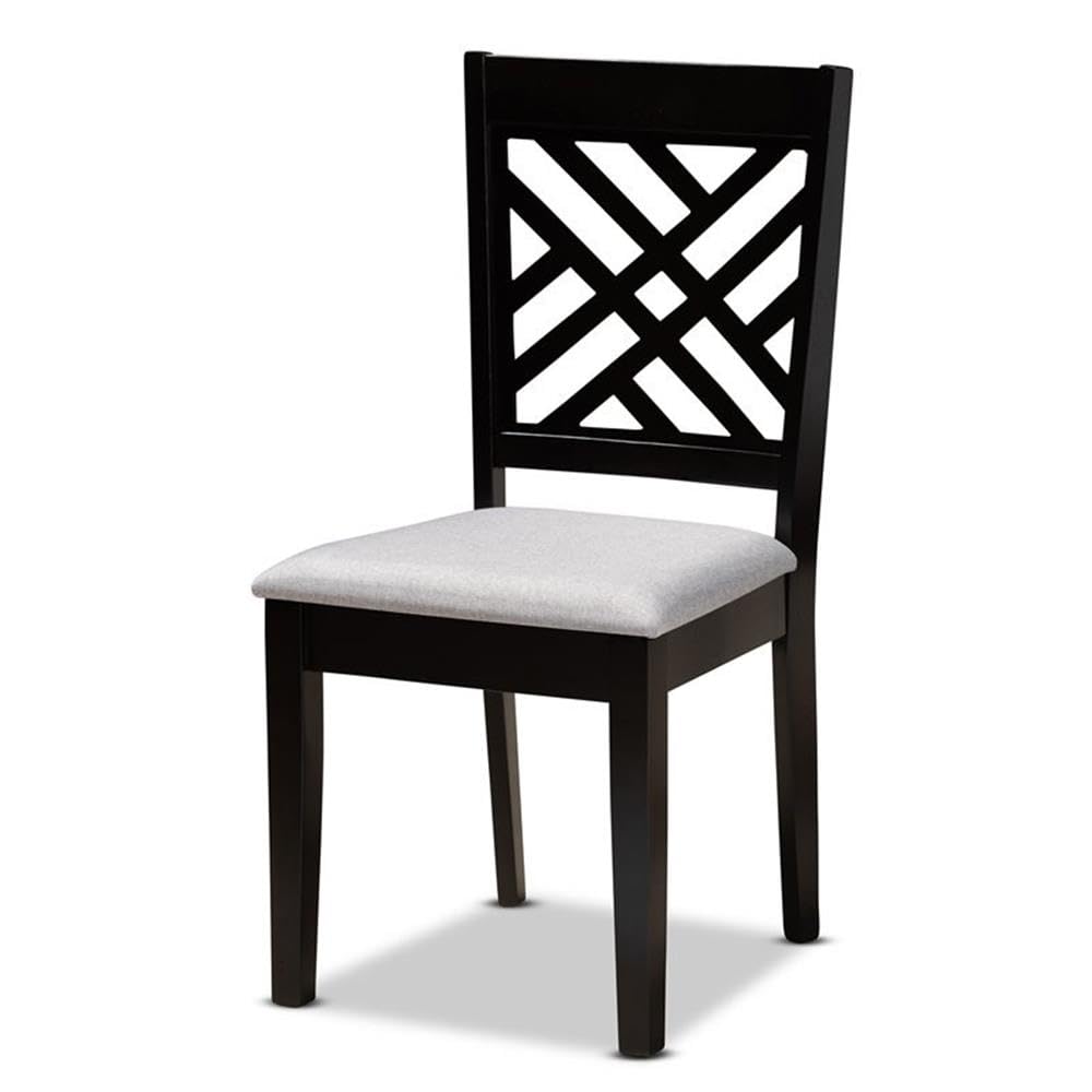 Baxton Studio Caron Modern and Contemporary Grey Fabric Upholstered Espresso Brown Finished Wood 7-Piece Dining Set