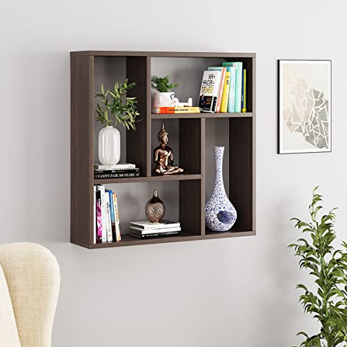 BLUEWUD Javis Engineered Wood Wall Decor Floating Shelf Display Rack Decorative Hall Dcor for Living Room Home Furniture (Wenge)
