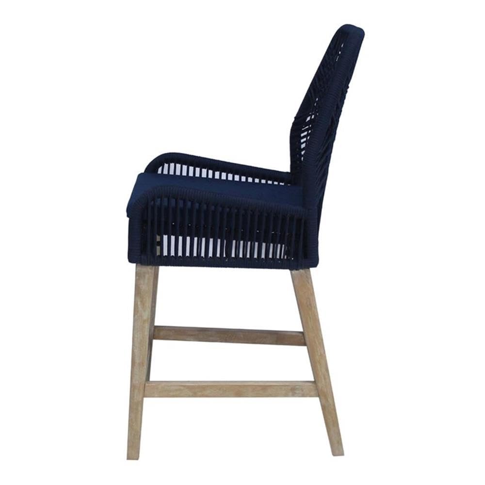 Coaster Nakia 25.5" Woven Rope & Wood Counter Stools in Dark Navy