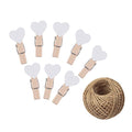 100 Pcs White Mini Wooden Heart Clothespins 3.5 cm with Spring Wooden Photo Paper Pegs Craft Clips for Wedding Party Decor with 