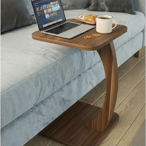 Home Wood Wooden Cshaped End Tables Round Side Tables Laptop Table For Sofas And Beds