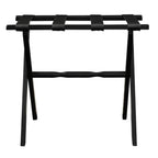 HomeRoots Hotel Black Finish Wood Folding Luggage Rack with Black Straps