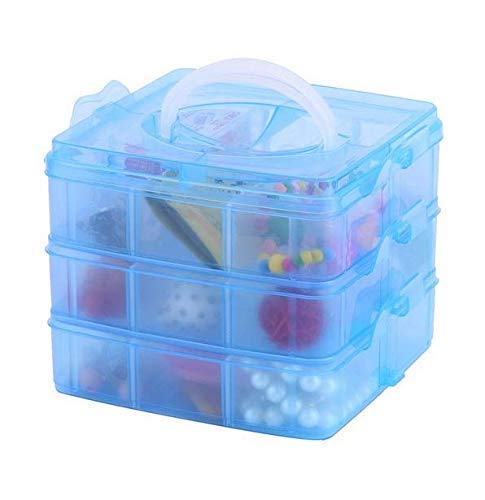 ADEPT Plastic 3 Layer 18 Grid Jewelry/Makeup/Cosmetic Storage Box For Home MULTICOLOR