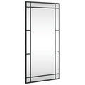 vidaXL Black Wall Mounted Mirror - 15.7"x31.5" - Rectangular Shape with Powder-Coated Iron Frame for Living Room, Bedroom, Bathroom, Hallway