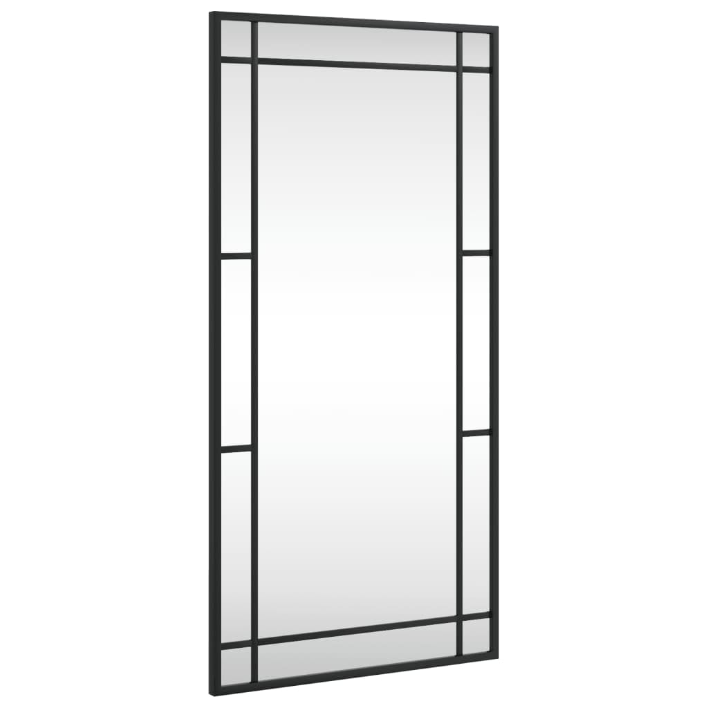 vidaXL Black Wall Mounted Mirror - 15.7"x31.5" - Rectangular Shape with Powder-Coated Iron Frame for Living Room, Bedroom, Bathroom, Hallway