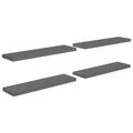 vidaXL Set of 4 Floating Wall Shelves, High Gloss Gray, 35.4x9.3x1.5, Durable Honeycomb MDF and Metal Frame, Modern Decor, Invis