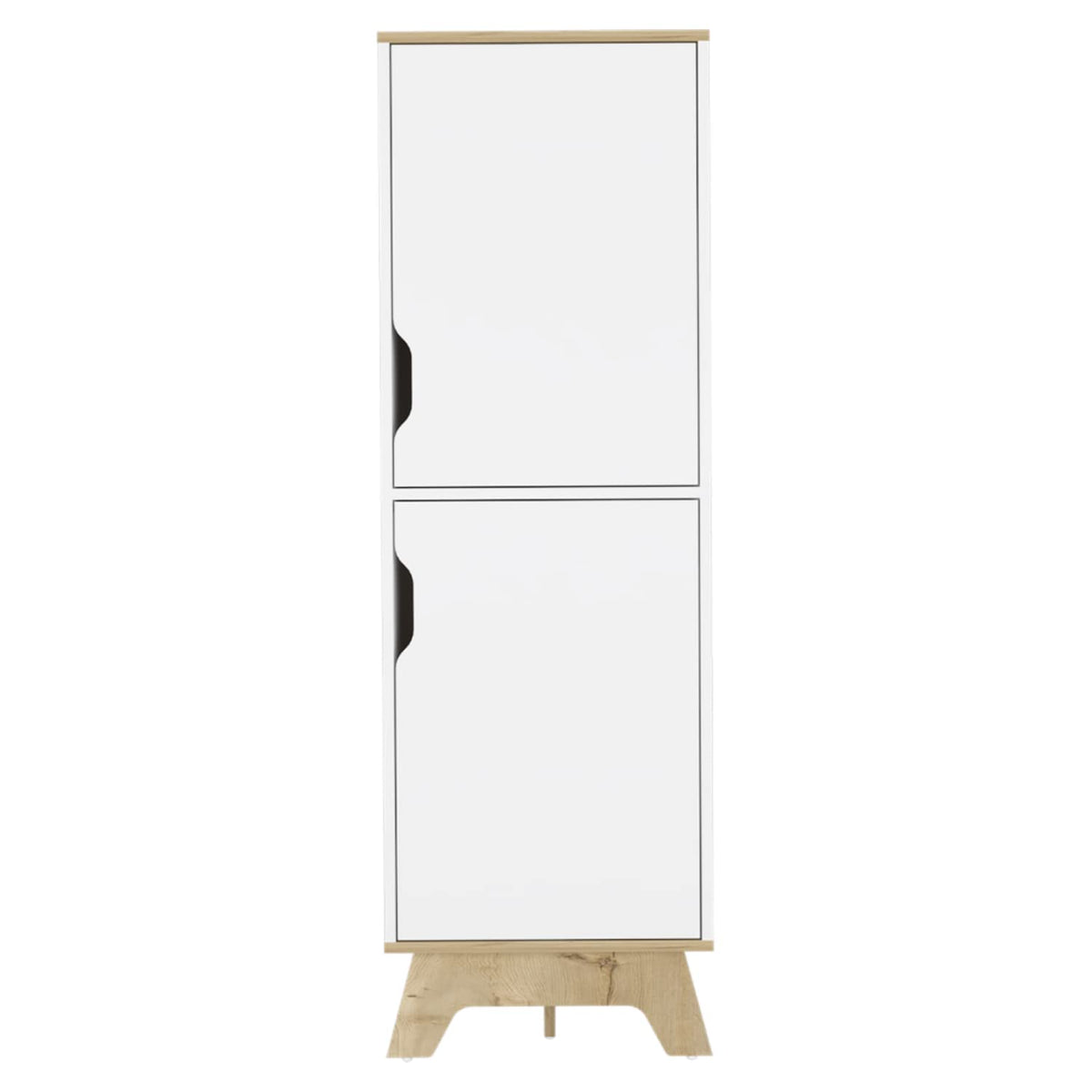 Multistorage Cabinet 59" H, 2 Doors, 4 Internal Shelves, Light Oak/White