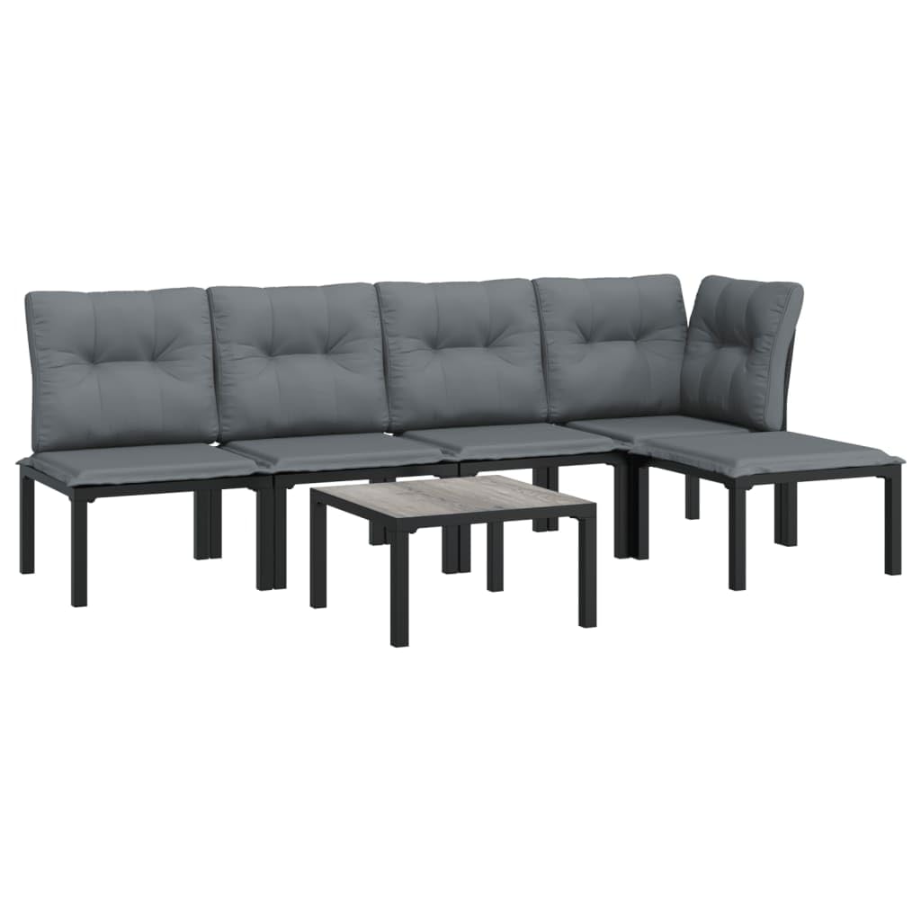 vidaXL 3 Piece Patio Lounge Set - Modern Outdoor Furniture with PE Rattan, Powder-Coated Steel Frame, Padded Cushions, Black wit